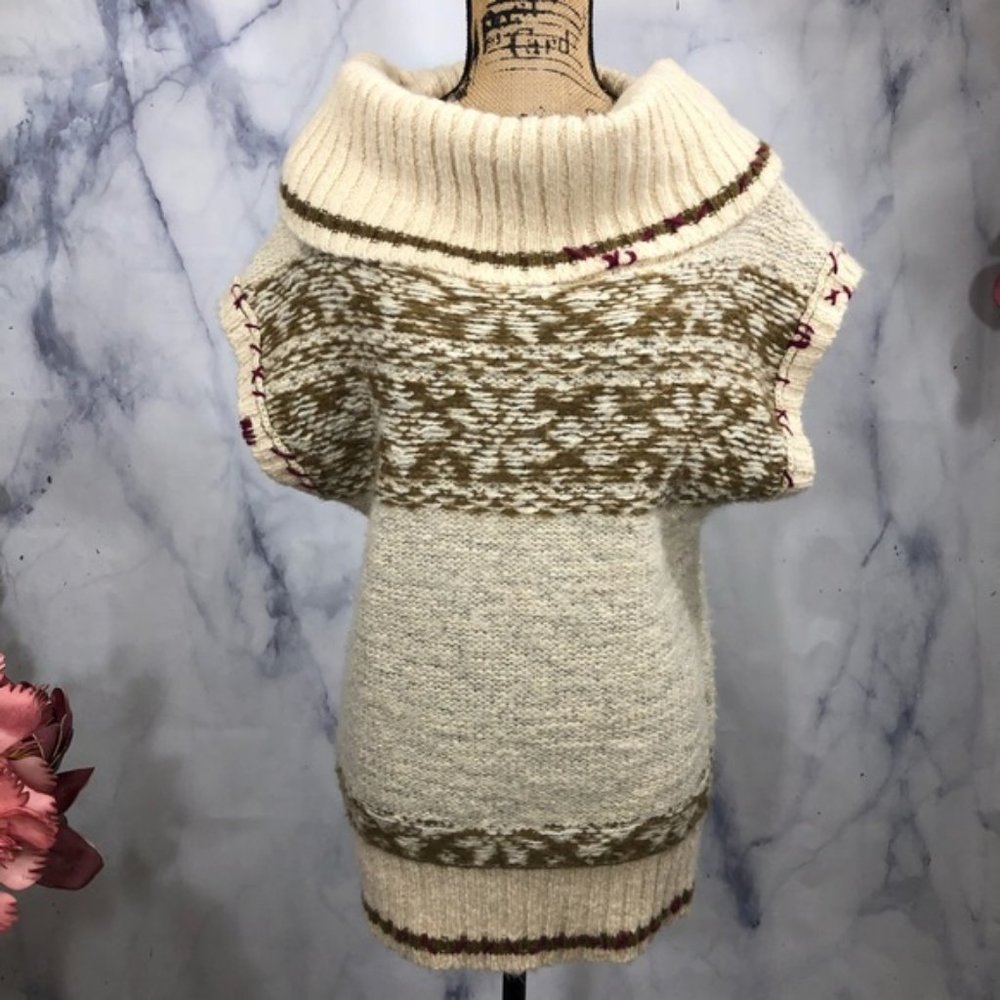 Free People Snow Drift Fair Isle Cowl Turtle Neck Sweater XS